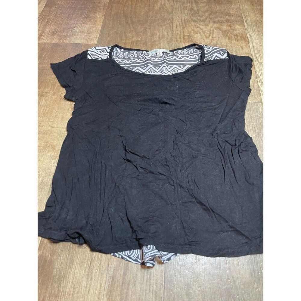 Vintage Suzie Blouse Top Womans Small S Black Short Sleeve